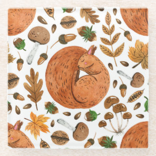 Herbstträume: Das Eichhörnchen im Wasser Glasuntersetzer