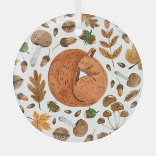 Herbstträume: Das Eichhörnchen im Wasser Ornament Aus Glas