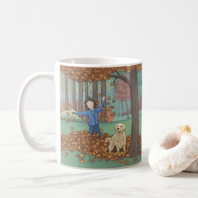 Herbstüberholung Kaffeepause Tasse (Mit Donut)