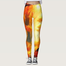 Herbstummel: Feuriger Waldweg Leggings