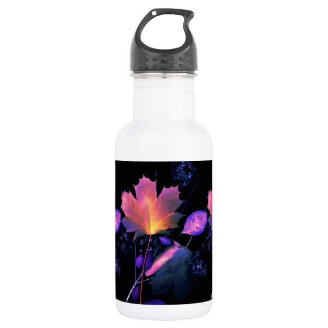 Herbstuntergang in Neon Edelstahlflasche (Vorderseite)