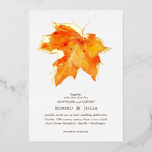 Herbstverfall bei Liebe vor und zurück Hochzeit Folieneinladung