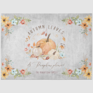Herbstverlässt florale Pumpkins Orange n White Seidenpapier