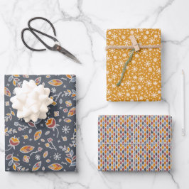 Herbstverläufe in Blau und Ochre Geschenkpapier Set
