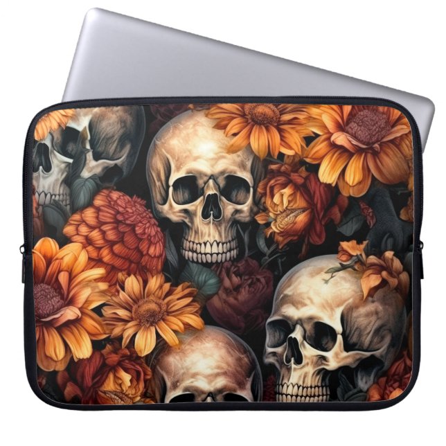 Herbstvibes 3D Skulls Laptopschutzhülle (Vorderseite)