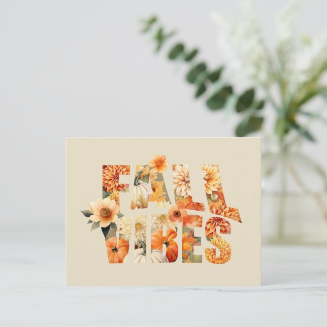 Herbstvibes Aquarellblätter Herbstblätter Wildblum Feiertagspostkarte (Stehend Vorderseite)