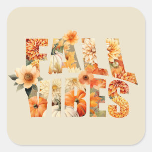 Herbstvibes Aquarellblätter Herbstblätter Wildblum Quadratischer Aufkleber