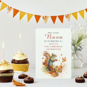 Herbstvibes Eichhörnchen - Einladungskarte zum Geb