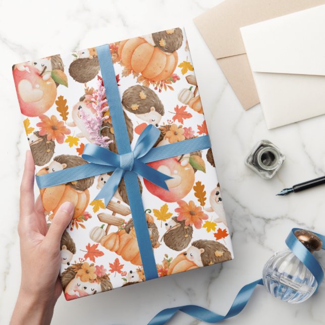 Herbstvibes Muster Porcupine Geschenkpapier (Schenken)