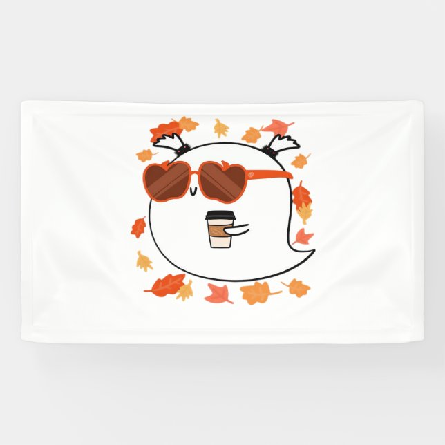 Herbstvibes Niedlich Ghost Classic T - Shirt Banner (Horizontal)