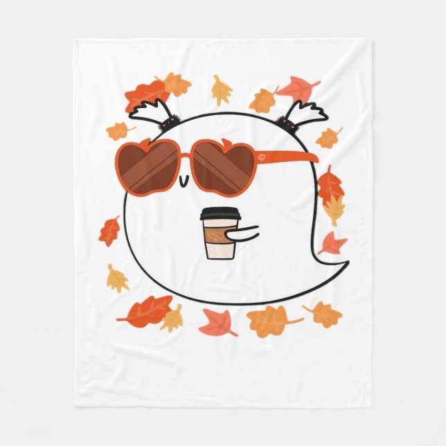 Herbstvibes Niedlich Ghost Classic T - Shirt Fleecedecke (Vorderseite)