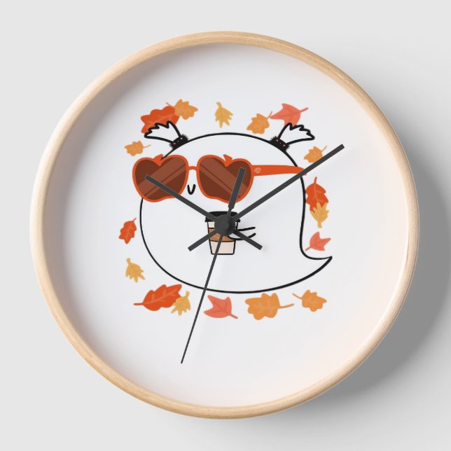 Herbstvibes Niedlich Ghost Classic T - Shirt Uhr (Vorderseite)