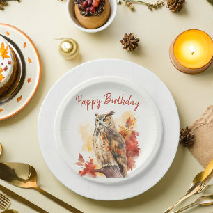 Herbstvibes Owl - Geburtstag Pappteller