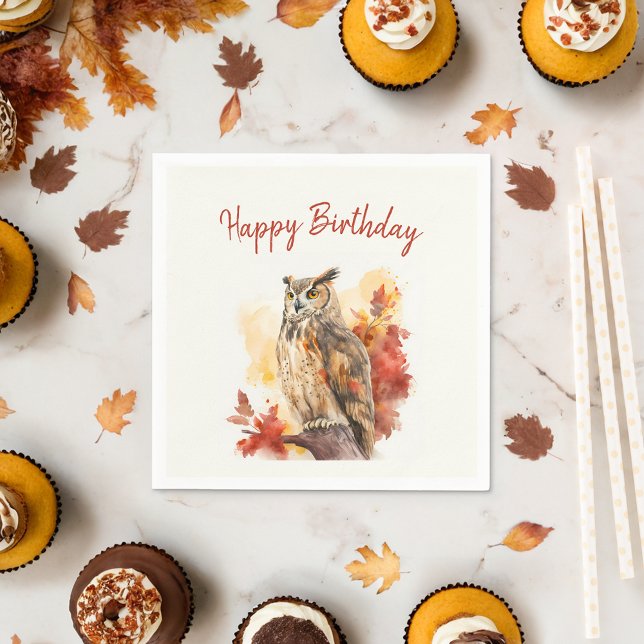 Herbstvibes Owl - Geburtstag Serviette (Von Creator hochgeladen)