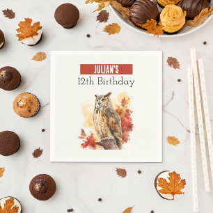 Herbstvibes Owl - Geburtstag Serviette