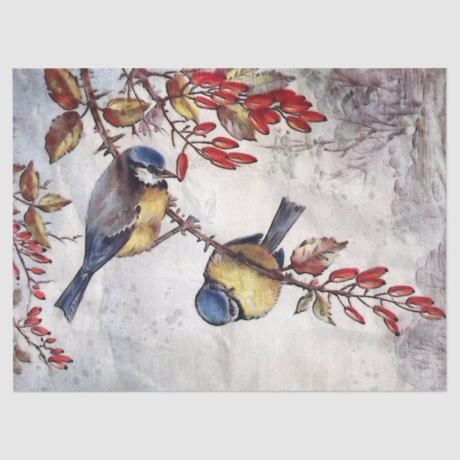 Herbstvögel 4 Dekoupage Tissue Paper Seidenpapier (Vorderseite)