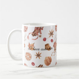 Herbstvögel Blume und Blätter Wasserfarbe Kaffeetasse
