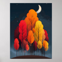 Herbstwald bei Nacht