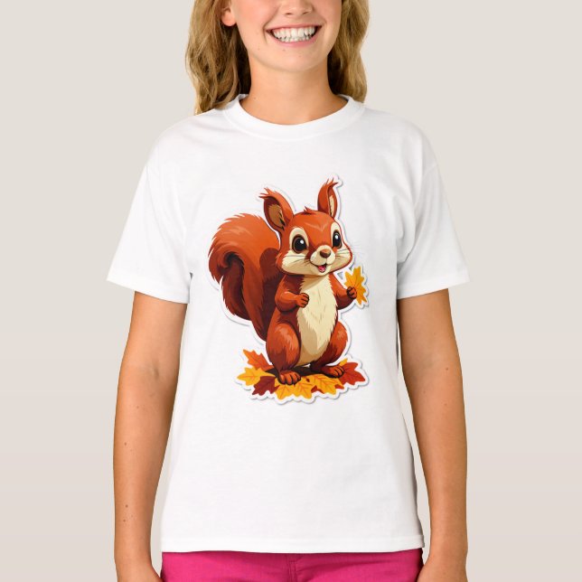 Herbstwald Eichhörnchen T-Shirt (Vorderseite)