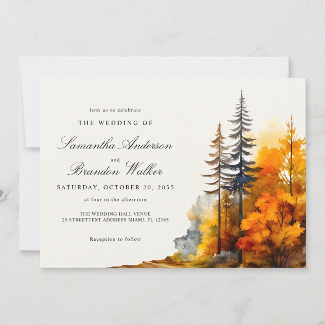 Herbstwald-Einladung in der Liebe Save The Date (Vorderseite)