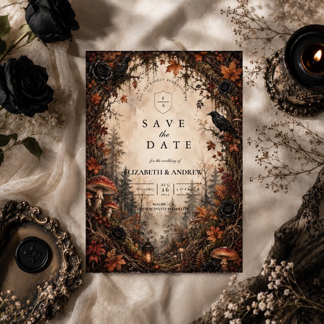 Herbstwald-Gotische Hochzeit Save The Date (Von Creator hochgeladen)
