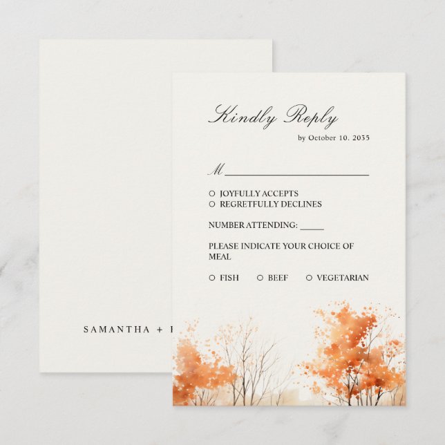 Herbstwald, Herbstwaldhochzeit RSVP Card (Vorne/Hinten)