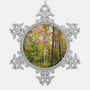 Herbstwald I Herbstlandschaftsfotografie Schneeflocken Zinn-Ornament