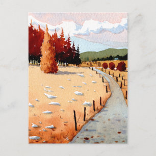 Herbstwald in Aquarelllandschaft Postkarte