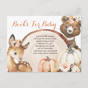Herbstwald-Mädchen-Baby-Shower-Bücher für Baby Einladungspostkarte