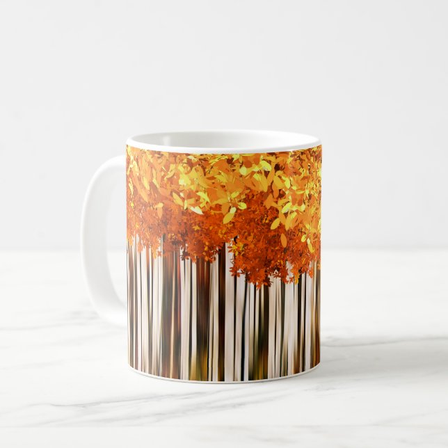 Herbstwald mit Orangenapfel gestreift Kaffeetasse (Vorderseite Links)