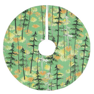 Herbstwald: Nahtlose natürliche Schönheit Polyester Weihnachtsbaumdecke