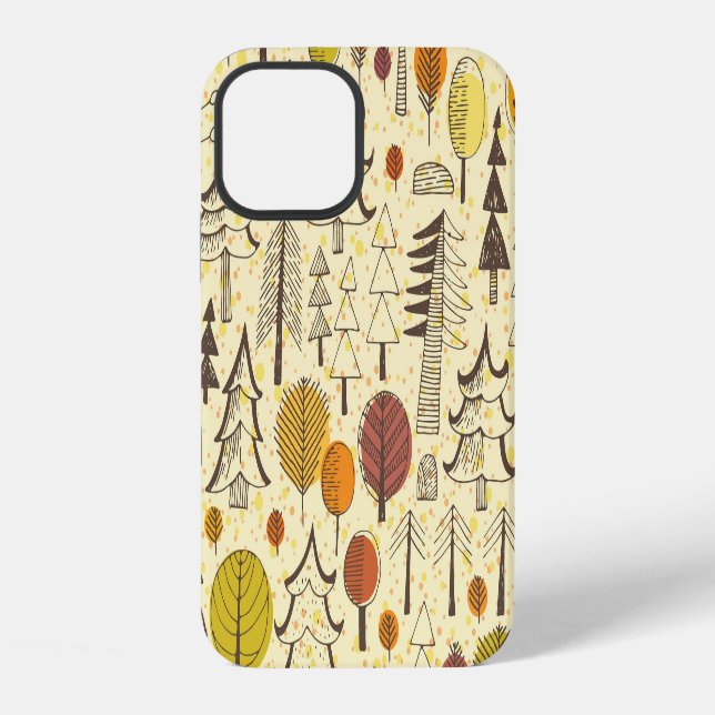 Herbstwald: Nahtloses Grafikmuster. iPhone 12 Hülle (Rückseite)