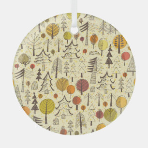 Herbstwald: Nahtloses Grafikmuster. Ornament Aus Glas