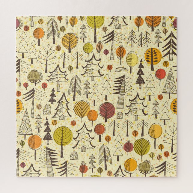 Herbstwald: Nahtloses grafisches Muster. (Vertikal)
