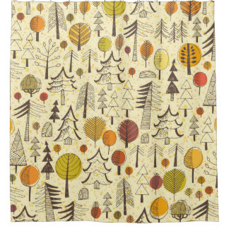 Herbstwald: Nahtloses grafisches Muster. Duschvorhang
