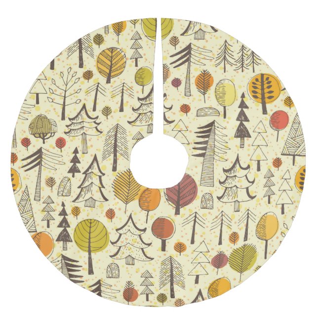 Herbstwald: Nahtloses grafisches Muster. Polyester Weihnachtsbaumdecke (Vorderseite)