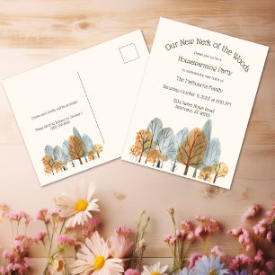 Herbstwald Neuer Heck der Holzhauswärmung Postkarte