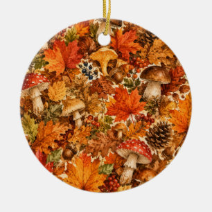 Herbstwald-Pilzmuster Gemütliche Herbstblätter Keramik Ornament