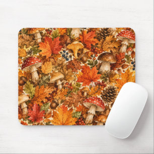 Herbstwald-Pilzmuster Gemütliche Herbstblätter Mousepad