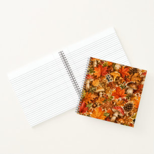 Herbstwald-Pilzmuster Gemütliche Herbstblätter Notizbuch