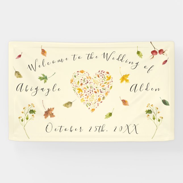 Herbstwald Rustikale Hochzeit Banner (Horizontal)