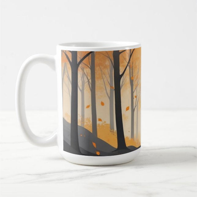 Herbstwald Tasse - Cosy Fall Kaffeebecher mit Holz (Links)