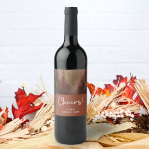 Herbstwald Terracota Brautparty Weinetikett