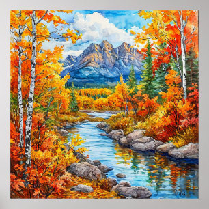 Herbstwald-Wanddekoration Geschenk für Naturliebha Poster