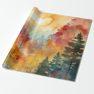 Herbstwald Wasserfarben-Glanz Geschenkpapier