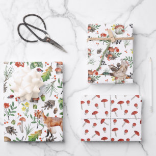 Herbstwald Wilderness Mushrooms Dreierpackung Geschenkpapier Set