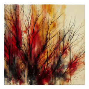 Herbstwälder Abstrakt - KI - Kunstwerk Poster
