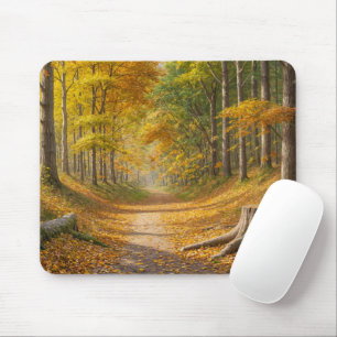 Herbstwälder mit dunklem Weg Mousepad