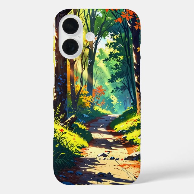 Herbstwaldleuchte iPhone 16 Hülle (Rückseite)