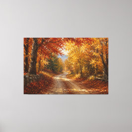 Herbstwaldstraßen-Ölgemälde Leinwanddruck